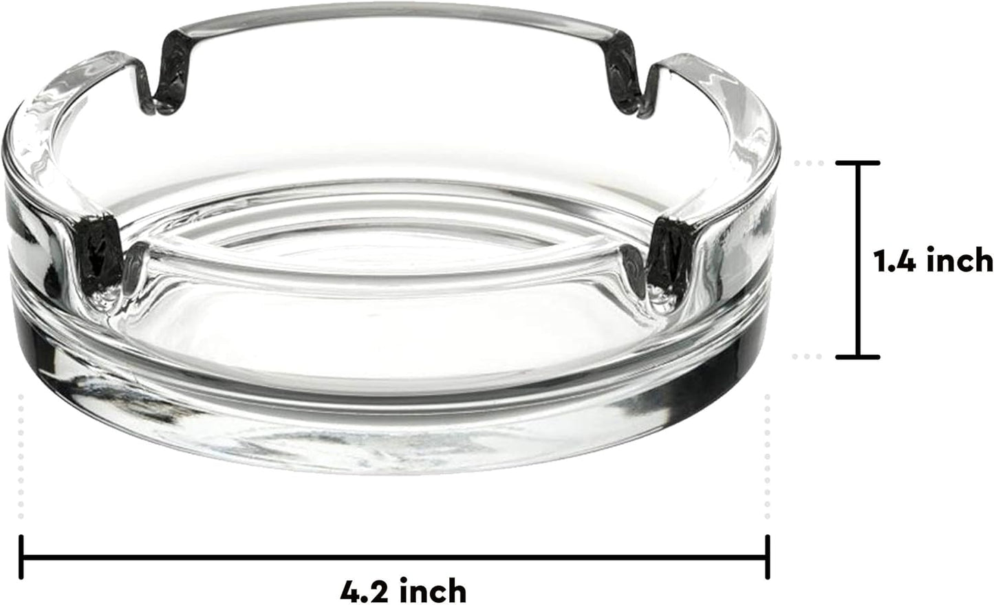 Fargus Glass Ashtrays for Cigarettes, Portable Decorative Modern Ashtray for Home Office Indoor Outdoor Patio Use, Fancy Cute Cool Ash Tray, Pack of 2 (Clear)