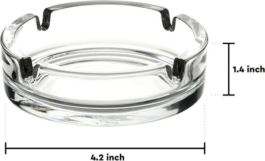 Fargus Glass Ashtrays for Cigarettes, Portable Decorative Modern Ashtray for Home Office Indoor Outdoor Patio Use, Fancy Cute Cool Ash Tray, Pack of 2 (Clear)