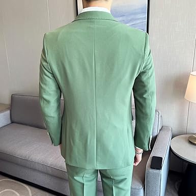 Men's Two-Button Slim Fit Suits Tricolor Stretch Fabric 2 Pieces Blazer Pants Suits Business Formal Wear A428LJT902 (as1, Alpha, s, Regular, Short, Light Green, XX-Large, Classic Slim)  Size 2XL