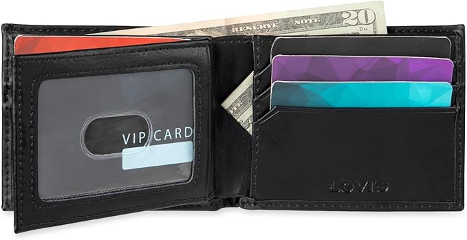 Levi's Men's Extra Capacity Slimfold Wallet with Multiple Card Slots and ID Window