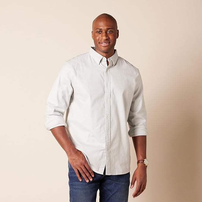 Amazon Essentials Men's Oxford Shirt, Slim-Fit Stretch, Long-Sleeve, Button Up Size XS