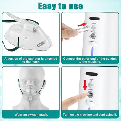 Geiserailie 2 PCS M/L Oxygen Mask with 6.6 Ft Tubing and Adjustable Elastic Strap, Adult Oxygen Mask with Tubing, Transparent Masks for Face Adult