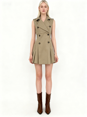 ZARA Khaki Sleeveless Short Dress for Women – Size Medium