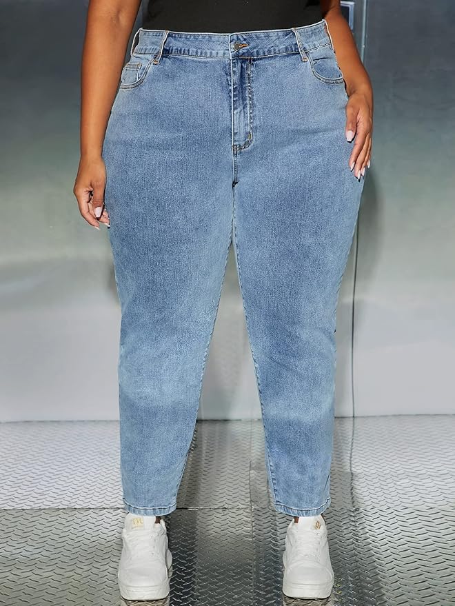 Women's Plus Size Jeans Plus High Waist Skinny Jeans Color : Light Wash Size S