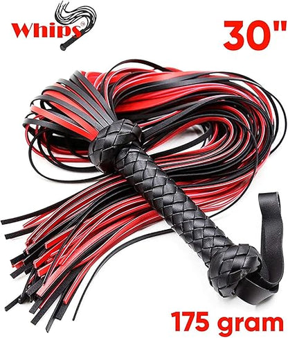 Leather Red Whip 30" Riding Horse Whip - Equestrian Horse Flogger Whip - Red Horse Whip