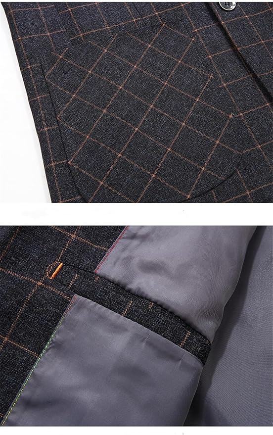 Men Suit Coat Plaid Slim Lapel Blazer Business Casual Wedding Party Dress Tops, size M