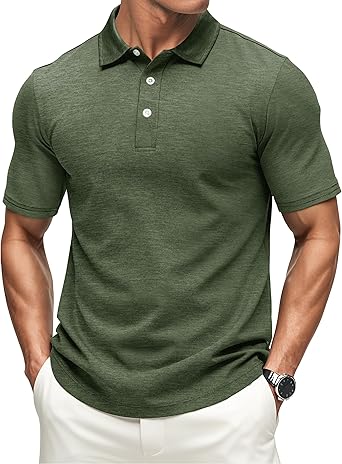 MAGCOMSEN Men's Short-Sleeve Polo,Golf Shirts for Men 3-Button Moisture Wicking,Athletic Outdoor Collared T-Shirt Size XL
