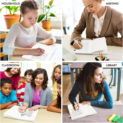 feela College Ruled Notebooks, 5Pack Business Notebook Hardcover Lined Writing Journal with Pen Holder for Men Women Note Taking, with 24 Black Pens, 120 GSM, 5.1”x8.3”, A5, White