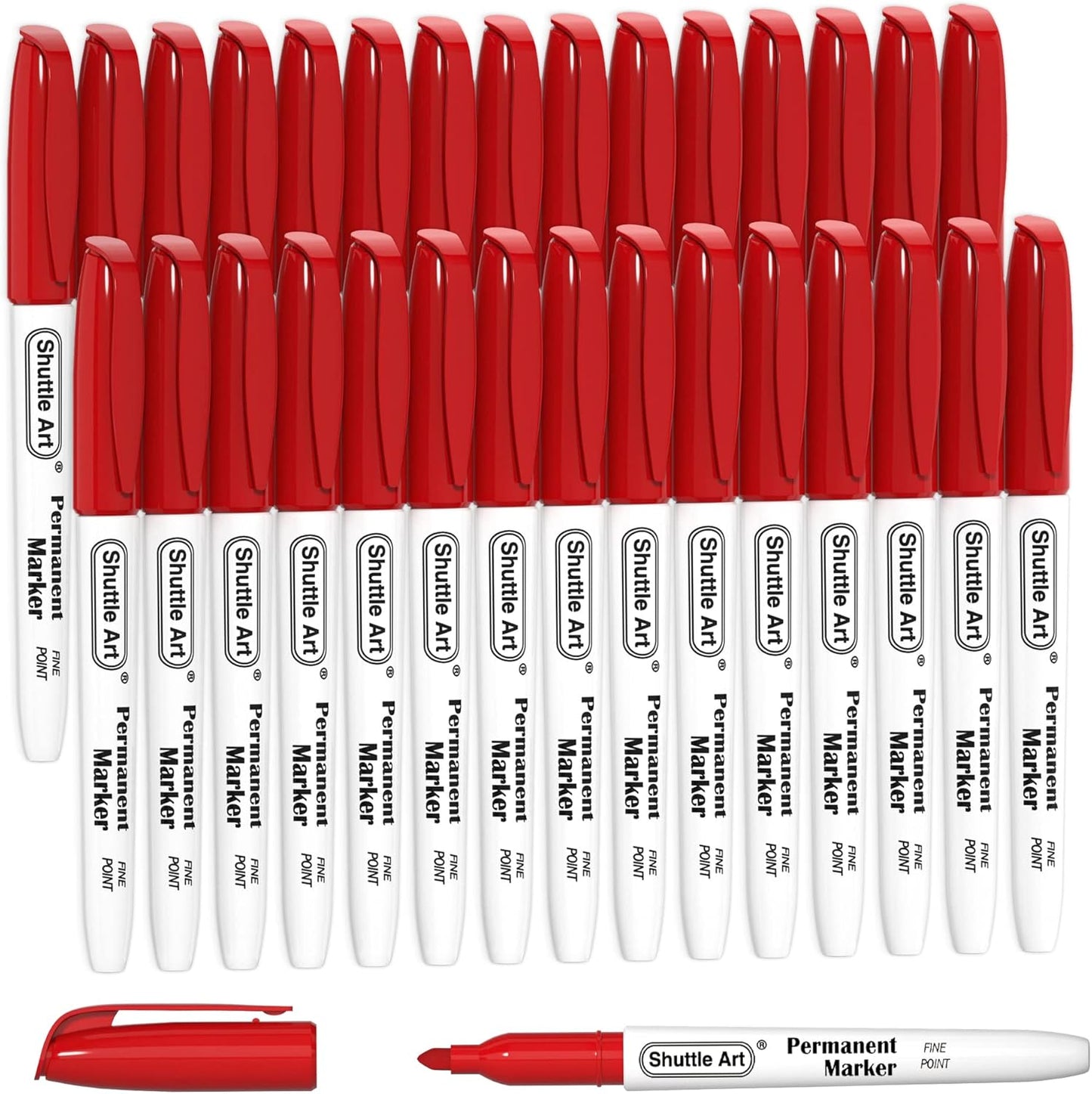 Shuttle Art Permanent Markers, 30 Pack Red Permanent Marker set,Fine Point, Works on Plastic,Wood,Stone,Metal and Glass for Doodling, Marking…