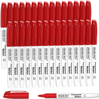 Shuttle Art Permanent Markers, 30 Pack Red Permanent Marker set,Fine Point, Works on Plastic,Wood,Stone,Metal and Glass for Doodling, Marking…