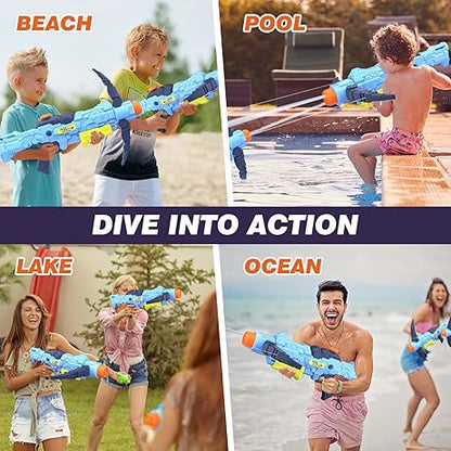 Water Guns for Kids Ages 4, 5, 8, 12+, Adults Super Water Blaster Soaker Squirt Guns, 4 JET Modes Powerful Pump-Action Crossbows Gun, Long Range Water Pistol Toy Gifts for Summer Beach Pool Yard Games