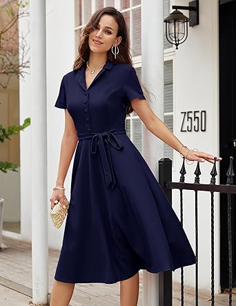 Wedtrend Women's Vintage A-Line Cocktail Dress V-Neck Elegant Evening Party Casual Cocktail Dress size L