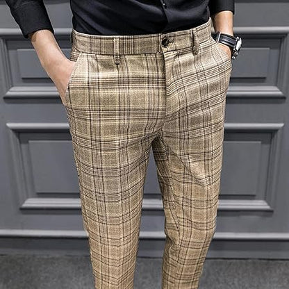 British Style Formal Suit Trousers Men's Plaid Suit Trousers Men's Men's Business Casual Pants size S