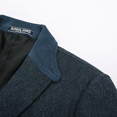 PJ PAUL JONES Mens Herringbone Blazer Vintage Tweed Wool Blend Sport Coat Jacket  size XL