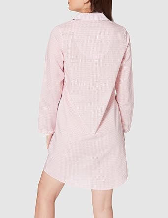 Women's Popeline Durchgeknöpftes Nachthemd Langarm Nightgown Size S