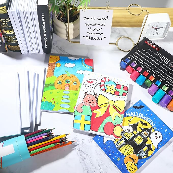 10 Pack Hardcover Blank Book,100GSM White Blank Books for Kids to Write Stories,40 Pages 6x8 Inch Blank Page Journal Make Your Own Book Ideal for Teens Reading Writing Drawing Guestbook