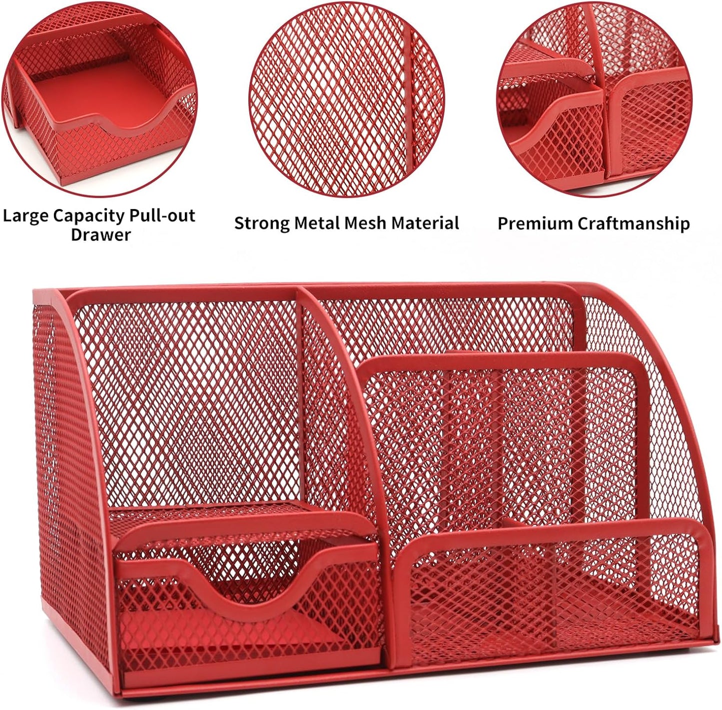 12 in 1 Red Desk Organizers and Accessories, Office Supplies Set Gifts for Coworkers, Office Supplies Include Stapler Pen Holder Tape Holder Staples Scissors Ruler Staple Remover for Home School