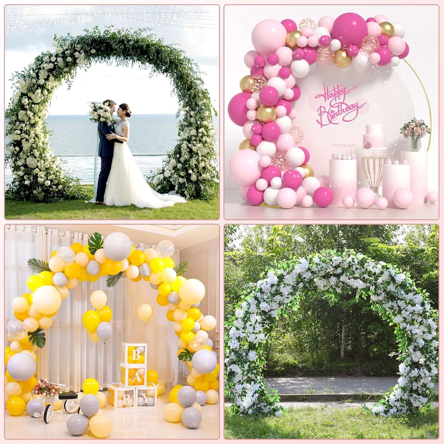 Metal Balloon Arch, Round Arch Backdrop Stand 8 FT(2.5M) Large Golden Circle Arch Frame with Base for Birthday, Wedding, Party, and Baby Shower Photo Background Decorations (Gold)