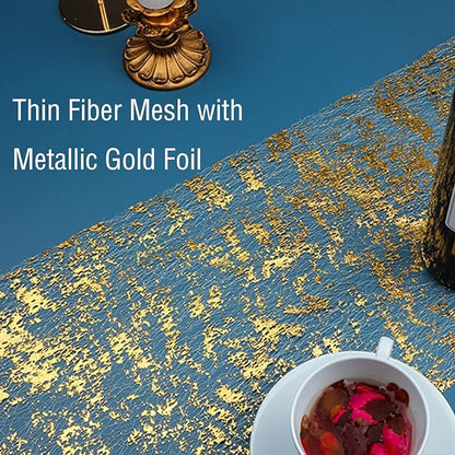 Snowkingdom 2 Pieces Gold Table Runner, Sequin Glitter Foil Metallic Thin Mesh Runner Roll 11"x108", Gold Table Decorations for Event Party, Wedding, Birthday Party, Christmas