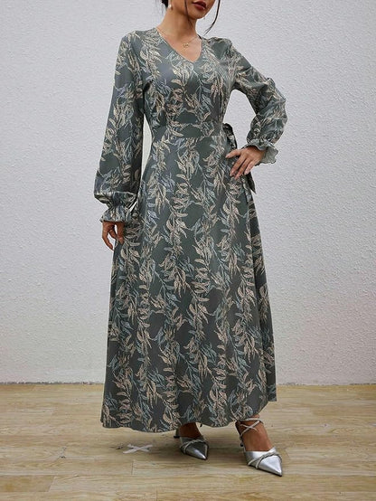 long sleeve dresses for women 2024 V-neck Side Knotted Dress size L