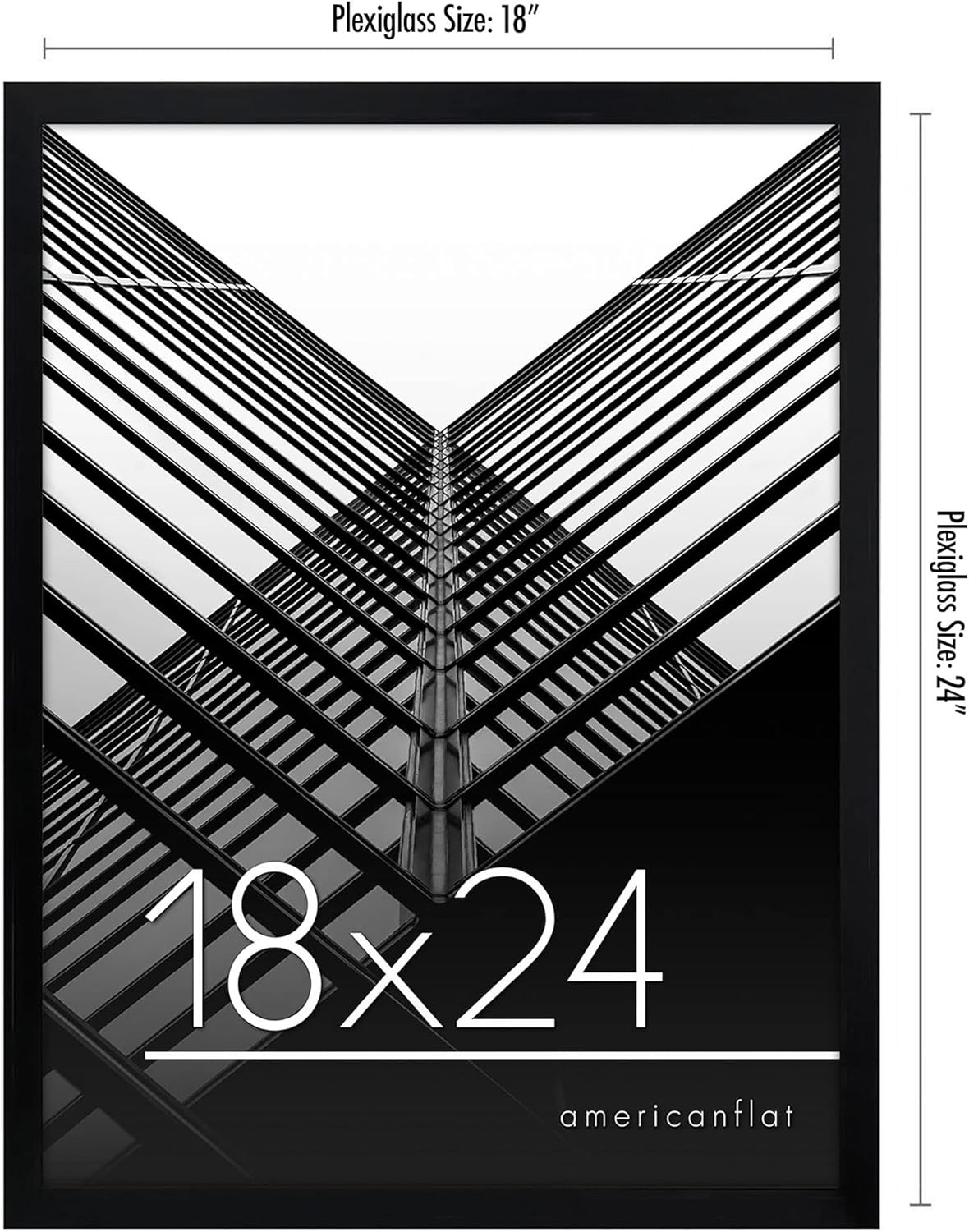 mericanflat 18x24 Poster Frame with Polished Plexiglass - Streamline Collection - Thin Border Picture Frame for Wall Display - Hanging Hardware Included - Black