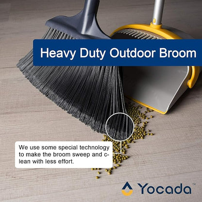 Yocada Heavy-Duty Broom Outdoor Commercial for Courtyard Garage Lobby Mall Market Floor Home Kitchen Room Office Pet Hair Rubbish 54Inch