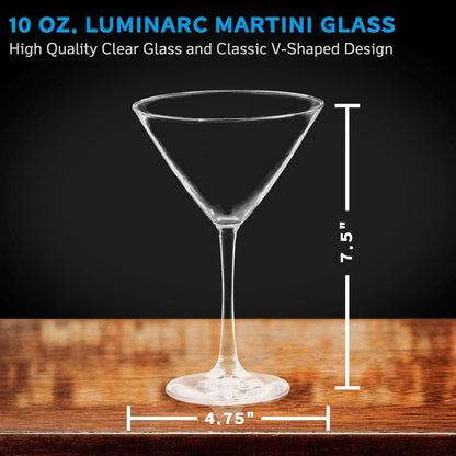DISCOUNT PROMOS Martini Glasses by ARC 10 oz. Set of 10, Bulk Pack - Perfect for Hotel, Bar, Restaurant or Lounge - Clear
