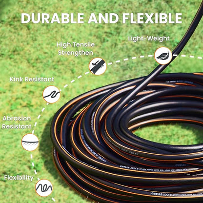 Giraffe Tools Garden Hose 25ft x 5/8", Water Hose Heavy Duty, Flexible, Lightweight Hybrid Hose with Swivel Handle, Male to Female Fittings, Burst 600 PSI