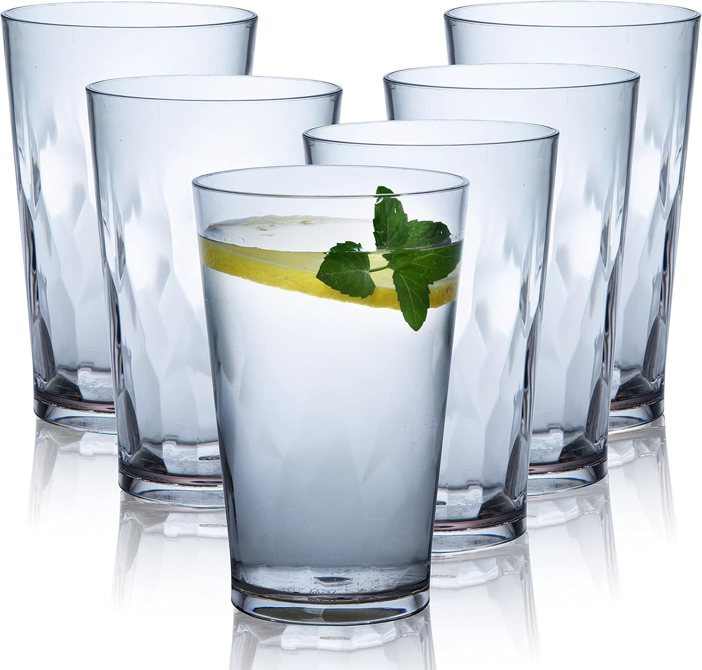 unbreakable Plastic Drinking Glasses [Set of 6] Shatterproof Drinking Cups, reusable Drinking Tumblers, Plastic glass cup, Drinking cup, Dishwasher Safe (16 Ounces)