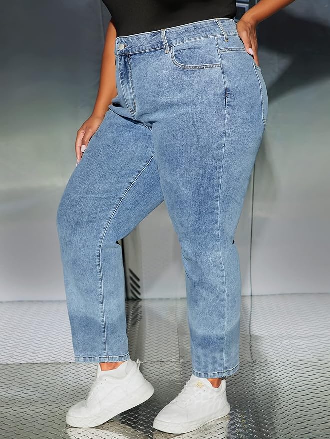 Women's Plus Size Jeans Plus High Waist Skinny Jeans Color : Light Wash Size S