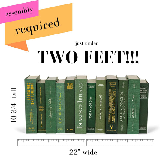 12 Decorative Faux Books for Bookshelf, Coffee Table, Entry Table Decor - Vintage Green Home Accents for Staging