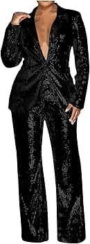 PINLI Plus Size 2 Piece Outfits for Women Deep V Neck Chain Printed Shirts with Belt and Loose Pants Party Clubwear Silver L size M