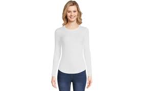 No Boundaries Junior's Long Sleeve Ribbed Crewneck T-Shirt