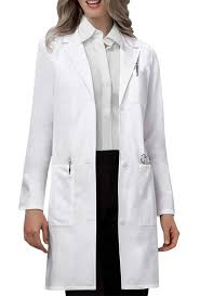 VOGRYE Professional Lab Coat for Women Men Long Sleeve, White, Unisex  Size M