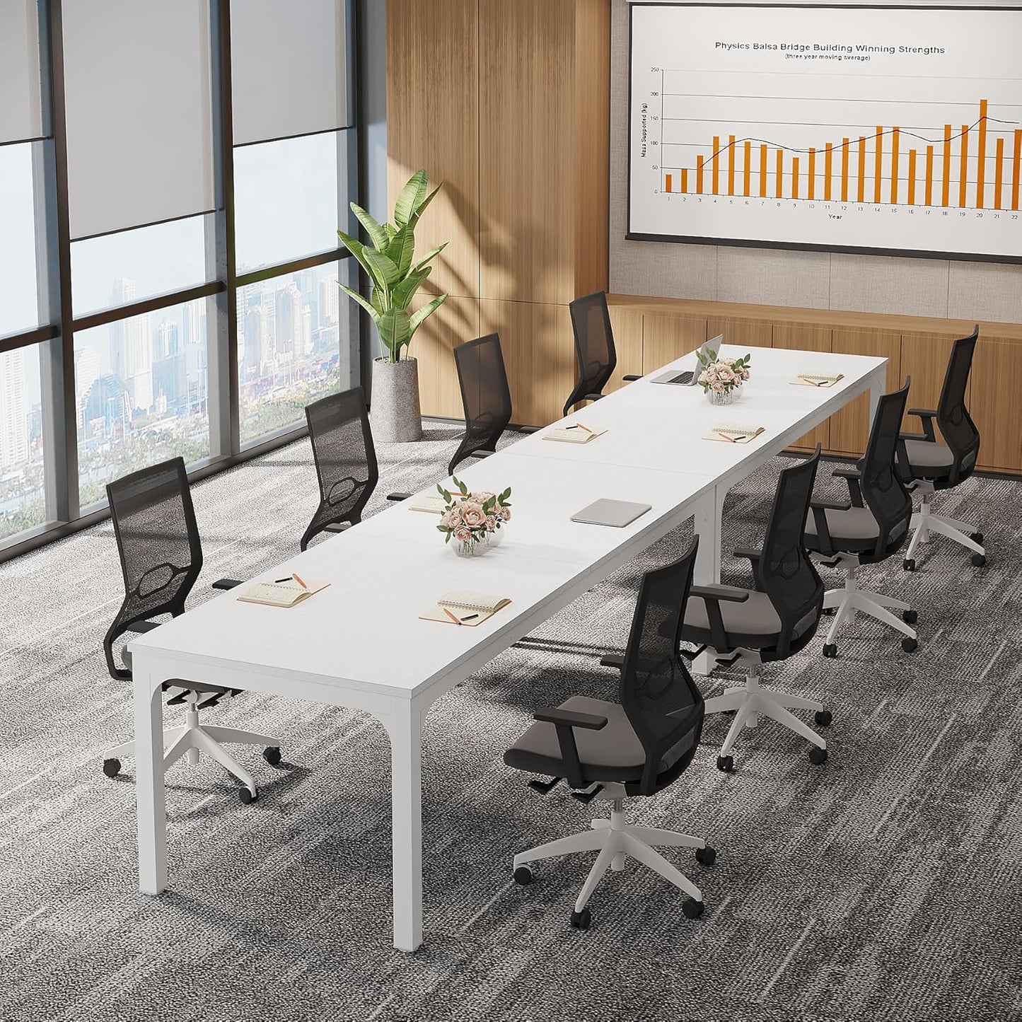 Tribesigns 6.5ft Conference Room Table, 78.74" W x 27.56" D Large Office Meeting Table, Modern Seminar Desk for Boardroom