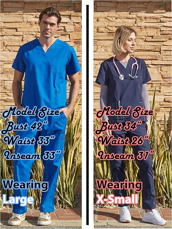 Dagacci Scrubs Medical Uniform Women and Man Scrubs Set Medical Scrubs Top and Pants