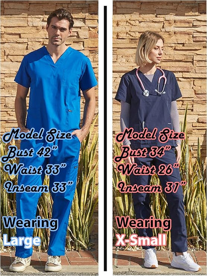 Dagacci Scrubs Medical Uniform Women and Man Scrubs Set Medical Scrubs Top and Pants