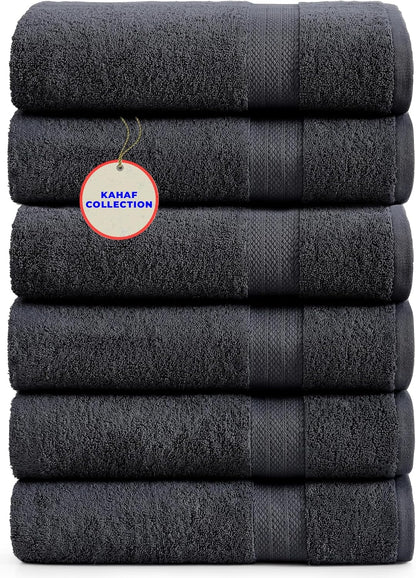 100% Cotton Bath Towels, 24x48 Pack of 6 Towels, Quick Dry, Highly Absorbent, Soft Feel Towel, Gym, Spa, Bathroom, Shower, Pool, Luxury Soft Towels (Grey, 24x48-6 Pack)