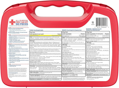 All-Purpose Portable Compact First Aid Kit for Minor Cuts, Scrapes, Sprains & Burns, Home, Car, Travel, Camping & Outdoor Emergency Kit, FSA/HSA Eligible, 160 Pieces