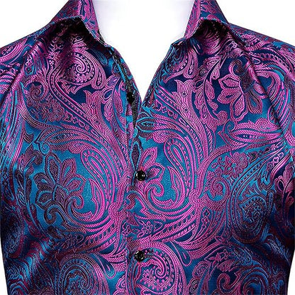 Men Spring Autumn Long Sleeve Casual Fit Shirt Wedding Party Business Work Shirt  size L