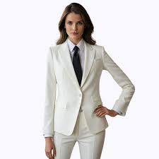 White Blazers for Women Fashion Office Ladies Notched Single Button Coats Elegant Casual Slim Jacket Size M