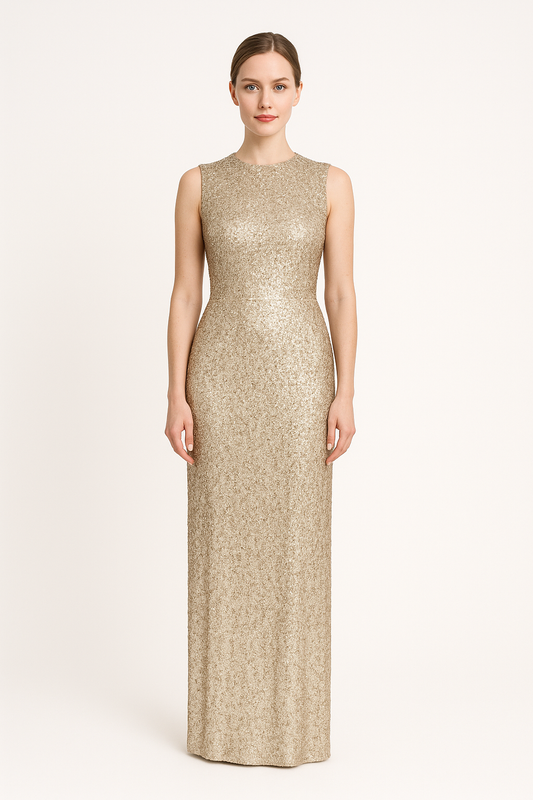 Women's Gold Mermaid Sequin Prom Dresses Long  Feather Hem Formal Evening Party Dress for Women with Sexy Slit Size No