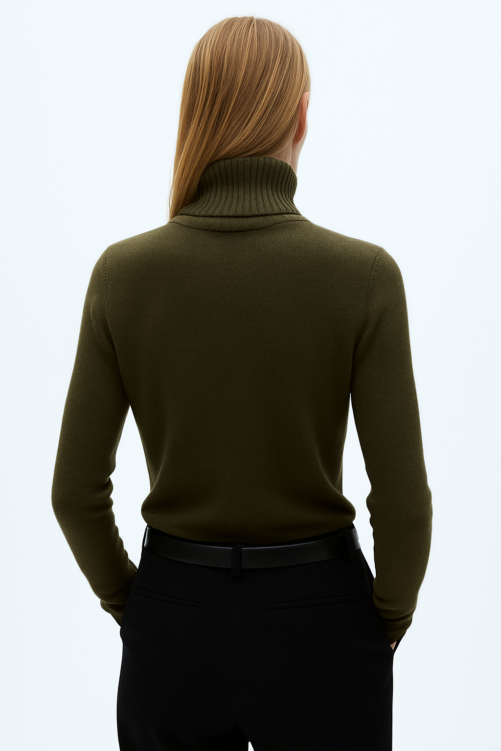 MANGO Women's dark brown high collar pile pleated knitted Turtle neck  sweater size S