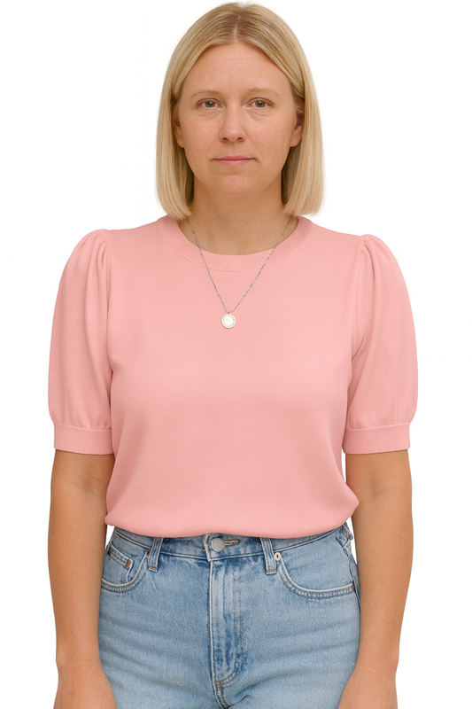 Womens Puff Short Sleeve Sweater Tops Crewneck Basic Knit Pullover Lightweight Solid Casual Sweaters BlouseSize No