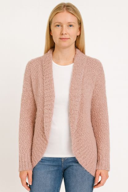 Women's Fuzzy Cocoon Loose Open-Front Cardigan Sweater Size S