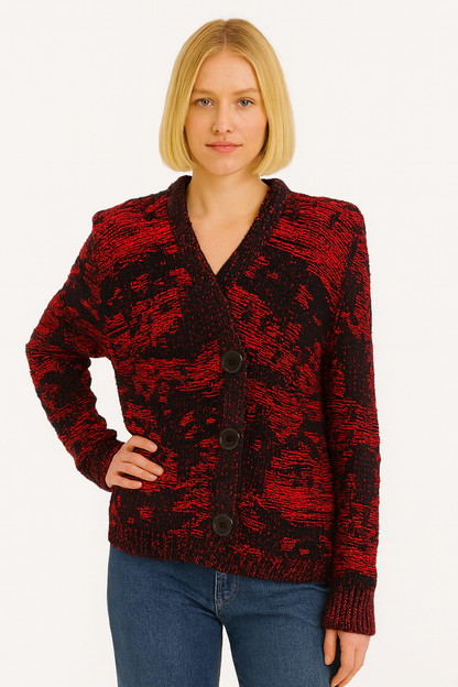 Women's red knitted long-sleeved top Size L