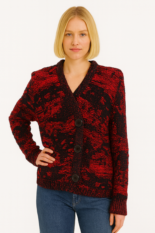 Women's red knitted long-sleeved top Size L