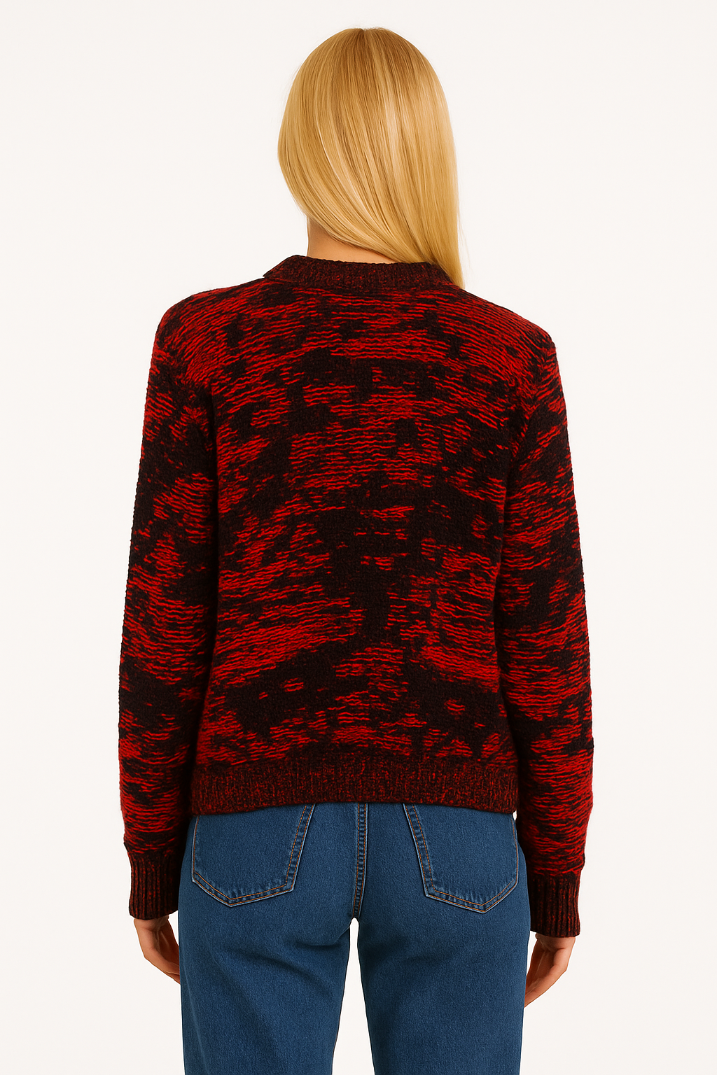 Women's red knitted long-sleeved top Size L