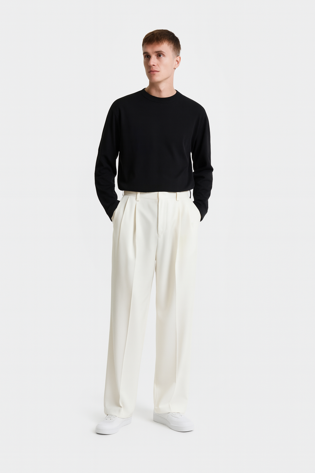 Men's Solid Wide Leg Suit Pants Casual Fashion Baggy Trousers size L