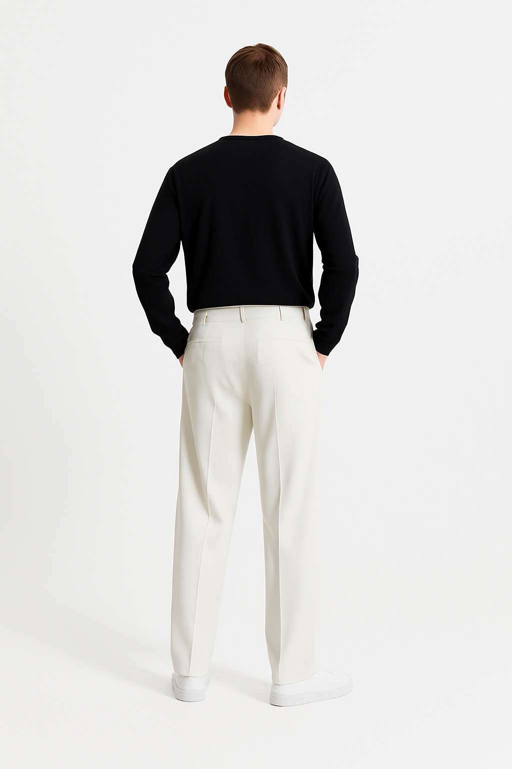 Men's Solid Wide Leg Suit Pants Casual Fashion Baggy Trousers size L